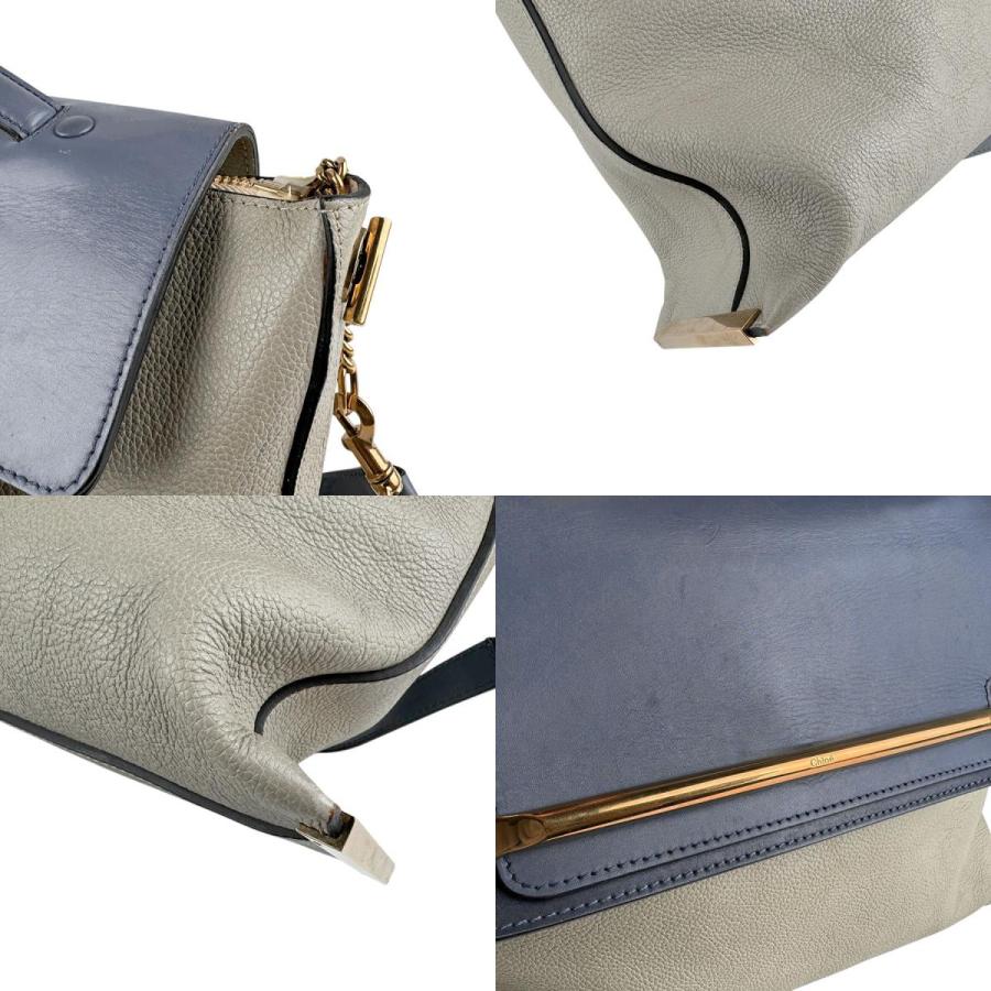 Chloe（クロエ） ショルダーバッグ クレア レザー グレー×ブルー系