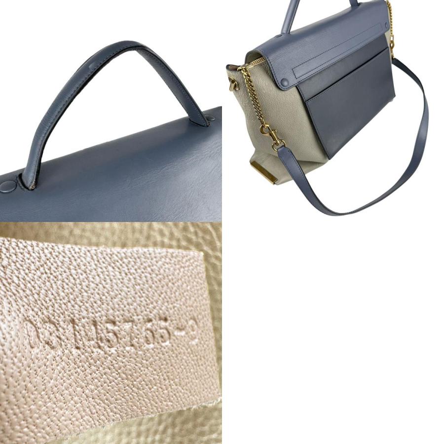 Chloe（クロエ） ショルダーバッグ クレア レザー グレー×ブルー系 