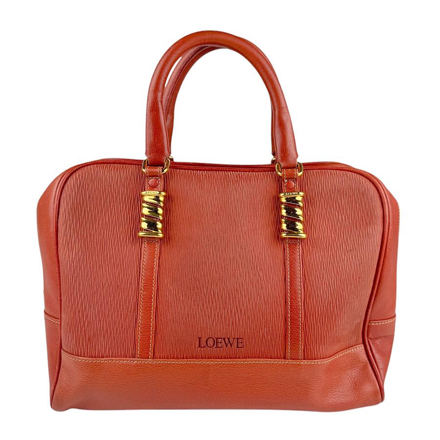 LOEWE ブラウンレザー ハンドバッグ 本物 ロエベ LOEWE レザー ハンドバッグ ブラウン バッグ 中古