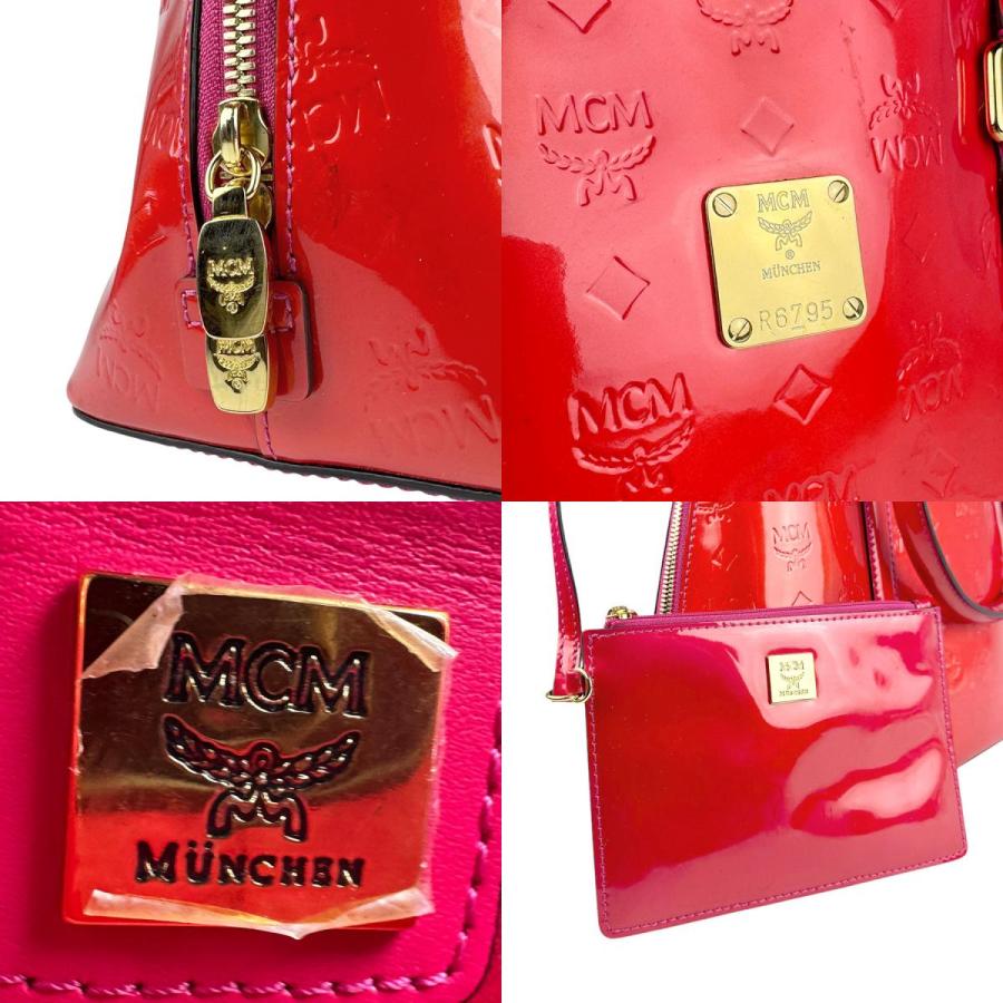 MCM エム シー ハンドバッグ パテントレザー レッド : ブランド  