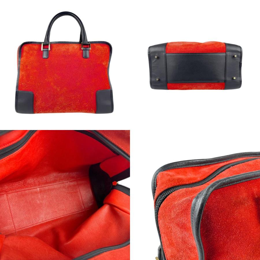 LOEWEブラック スエード レザー ハンドバッグ 美品》LOEWE（ロエベ）レザー ハンドバッグ（専用保存袋）ブラック 黒