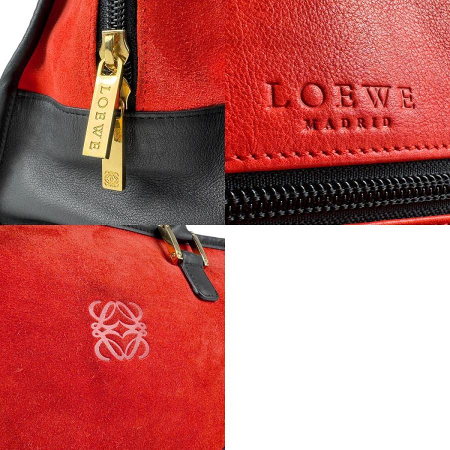 LOEWEブラック スエード レザー ハンドバッグ LOEWE（ロエベ） 極 美品 希少品 ロゴ 刻印 カーフ レザー 本革 ミニ