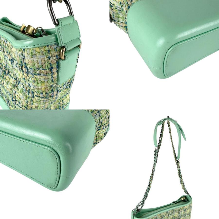 CHANEL ガブリエルドゥシャネル チェーンショルダーバッグ レザー グリーン CHANEL（シャネル） ショルダーバッグ ガブリエル ホーボー ツイード