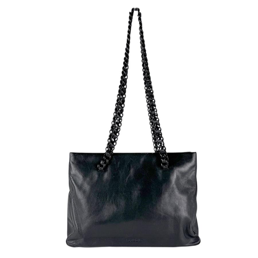 PRADA ショルダー　ビジネス　ハンドバッグ　ブラック　レザー PRADA（プラダ） ショルダーバッグ レザー/プラスチック ブラック