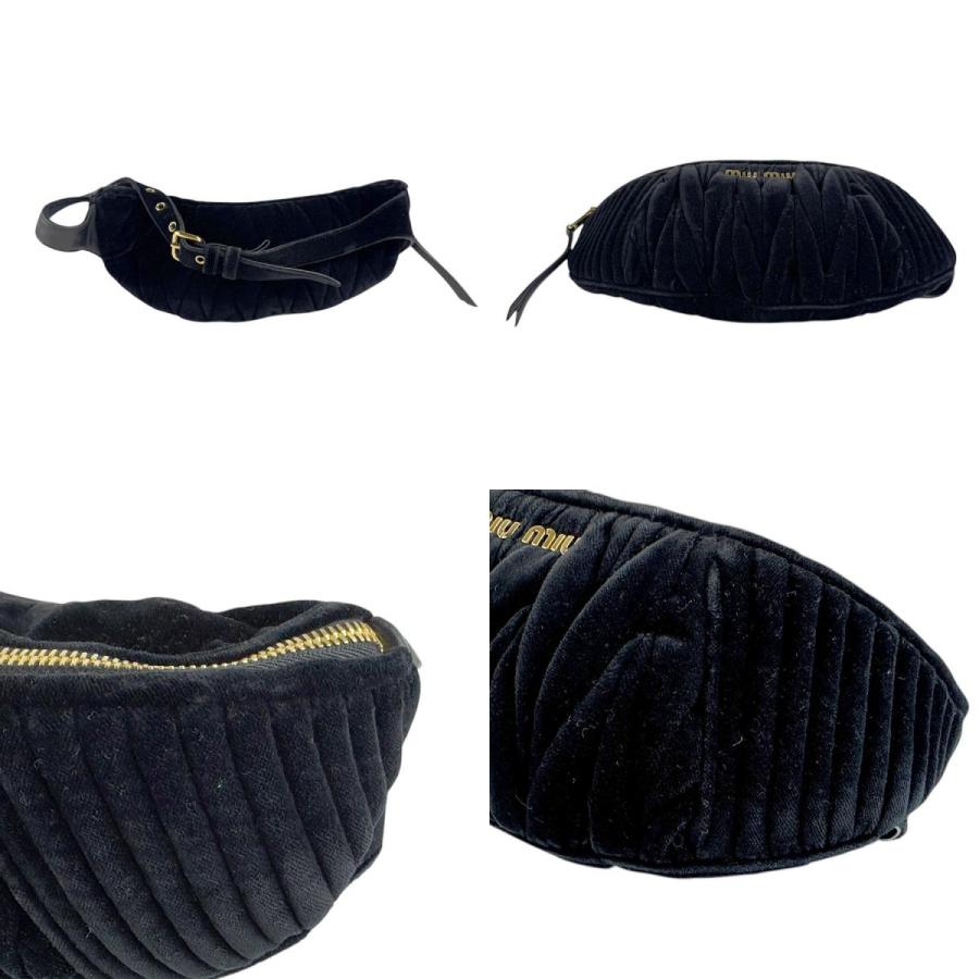 miu miu（ミュウミュウ） ウエストバッグ ベルベット ブラック