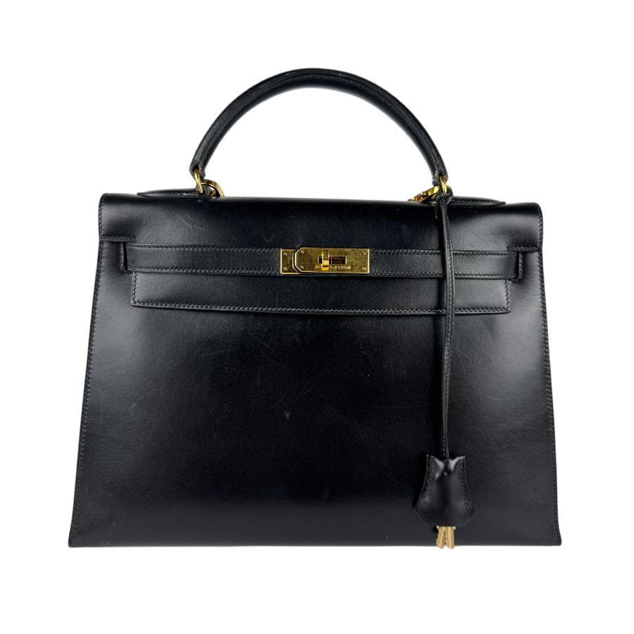 エルメス HERMES ケリー32　外縫い □D刻 ブラック シルバー金具 ボックスカーフ レディース ショルダーバッグ エルメス HERMES ケリー32 外縫い □D刻 ブラック シルバー金具