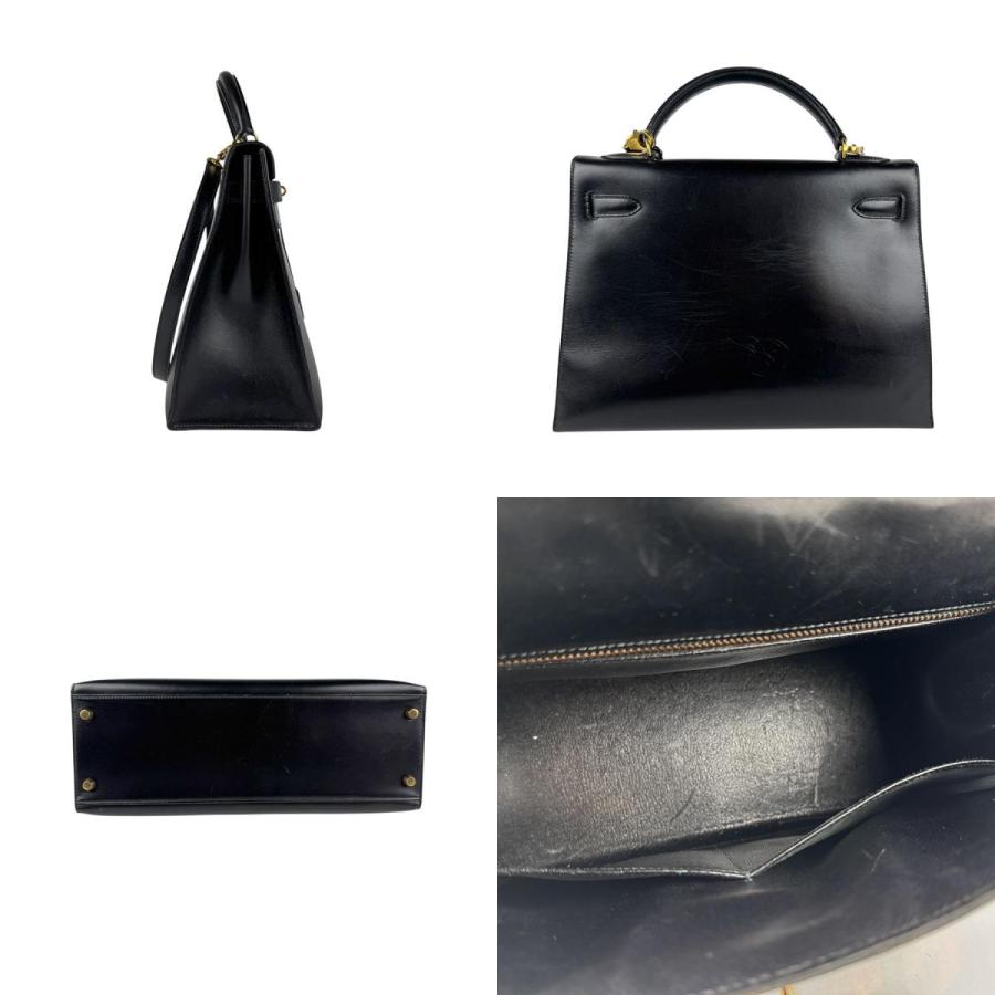 エルメス HERMES ケリー32　外縫い □D刻 ブラック シルバー金具 ボックスカーフ レディース ショルダーバッグ エルメス HERMES ケリー32 外縫い □D刻 ブラック シルバー金具