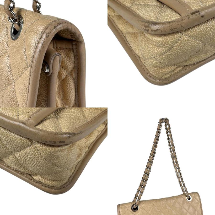 CHANEL チェーンショルダーバッグ キャビアスキン レザー ベージュ系 CHANEL（シャネル） ショルダーバッグ キャビアスキンレザー ベージュ
