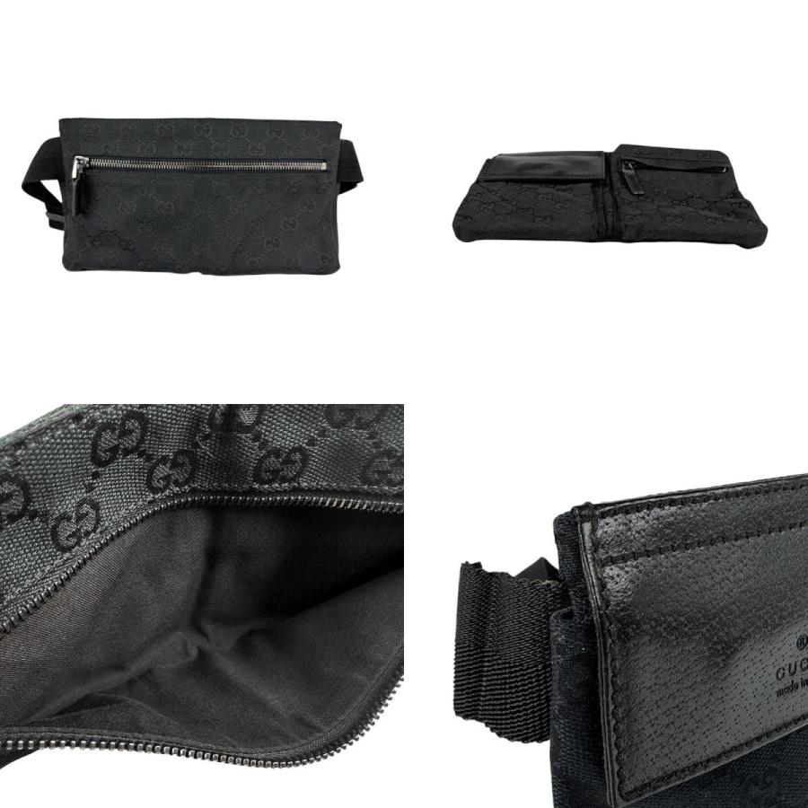 GUCCI（グッチ） ウエストバッグ GGキャンバス/レザー ブラック