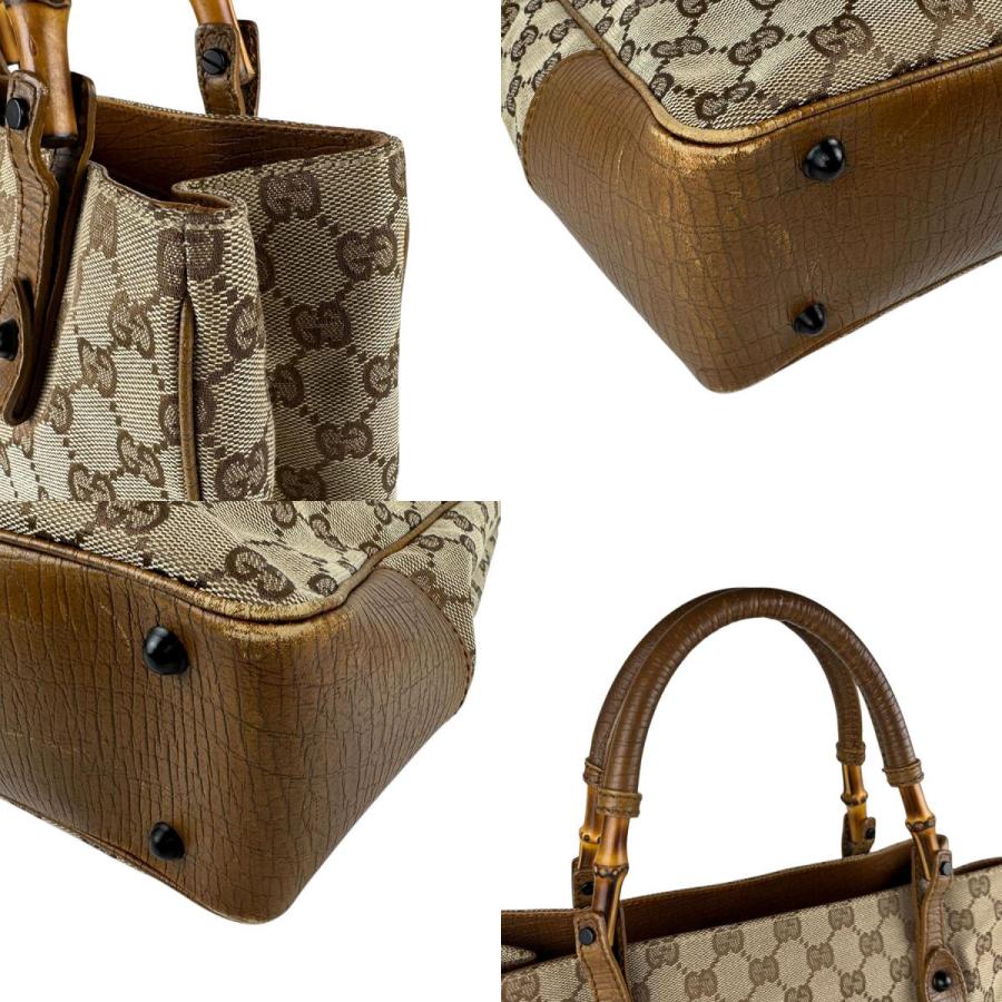 グッチ トートバッグ ハンドバック GG キャンバス バンブー レザー ブラウン GUCCI グッチ GGキャンバス トートバッグ ハンドバッグ 002