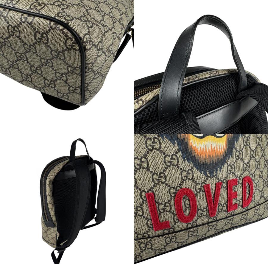 グッチ GGスプリーム ドローストリング バックパック アングリーキャット GUCCI（グッチ） リュック アングリーキャット LOVED GGスプリーム