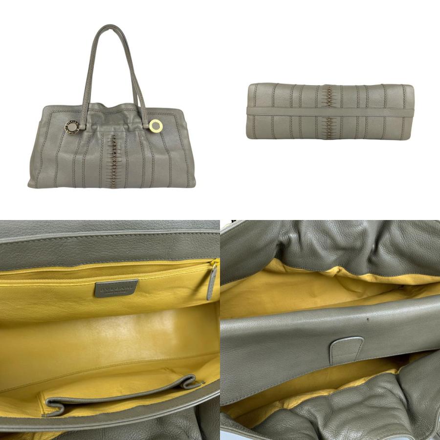 BVLGARI グレー ショルダーバッグ BVLGARI（ブルガリ） ショルダーバッグ レザー グレー : ブランド
