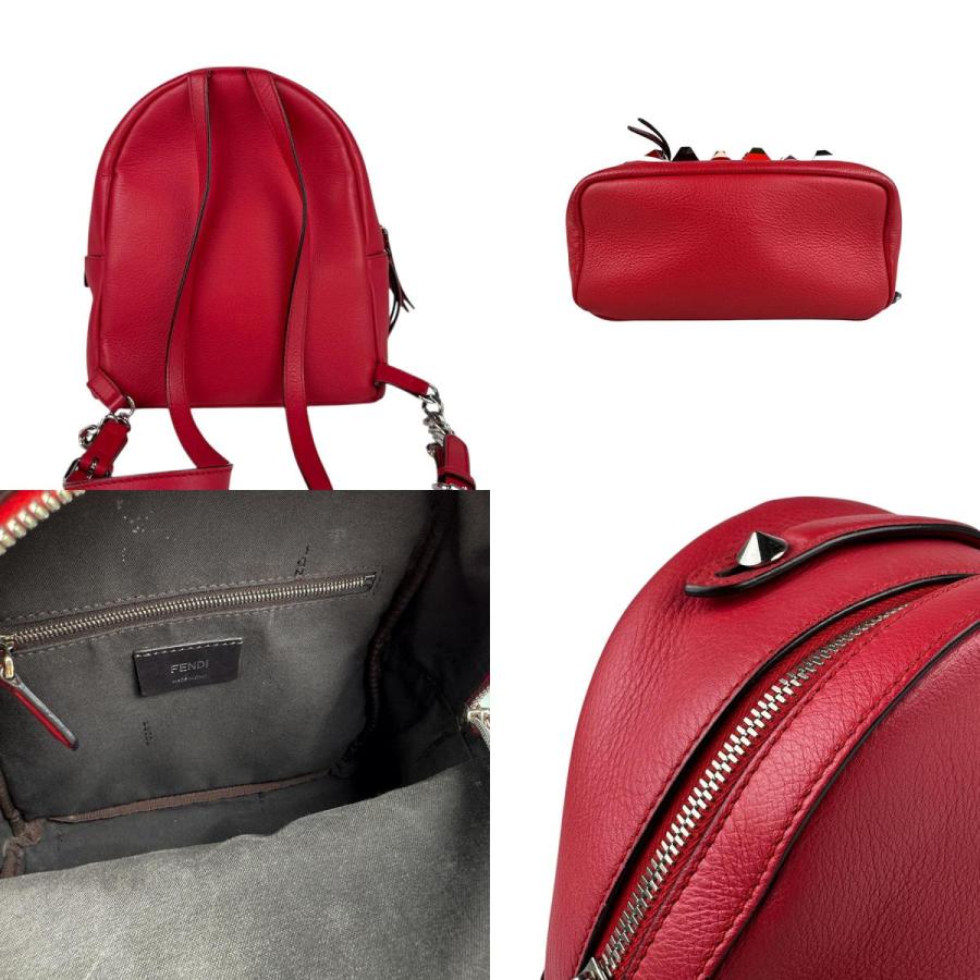 FENDI（フェンディ） リュック マルチスタッズ レザー/メタル レッド