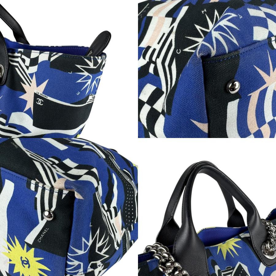 CHANEL シャネル クルーズコレクション ショルダーバッグ ハンドバッグ ブルー×ブラック×ホワイト 14067 レディース【中古】 z5466 CHANEL（シャネル） ショルダーバッグ ハンドバッグ クルーズ