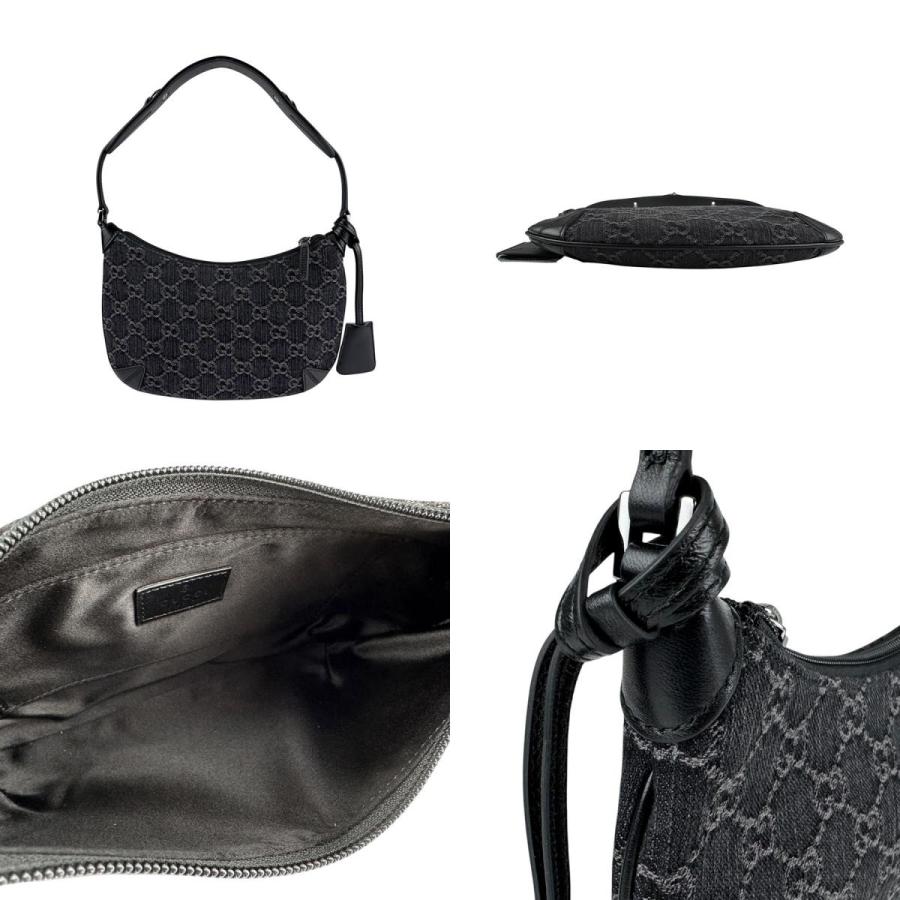 【美品】GUCCI グッチ ショルダーバッグ ブラック GUCCI（グッチ） ショルダーバッグ レザー/GGデニム ブラック