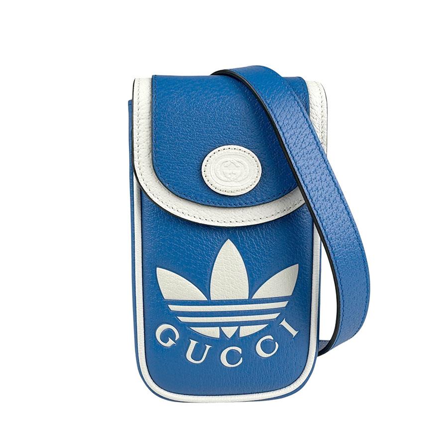 GUCCI adidas ショルダーバッグ 青 GUCCI（グッチ） ショルダーバッグ ショルダーポーチ ×adidas レザー