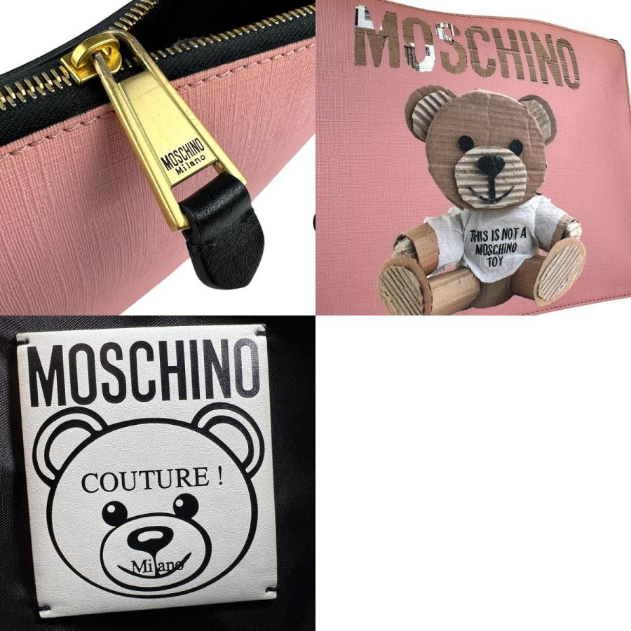 モスキーノ MOSCHINO クラッチバッグ PVC/レザー ピンク/ブラウン 
