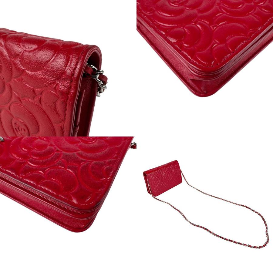 CHANEL（シャネル） チェーンウォレット カメリア レザー レッド