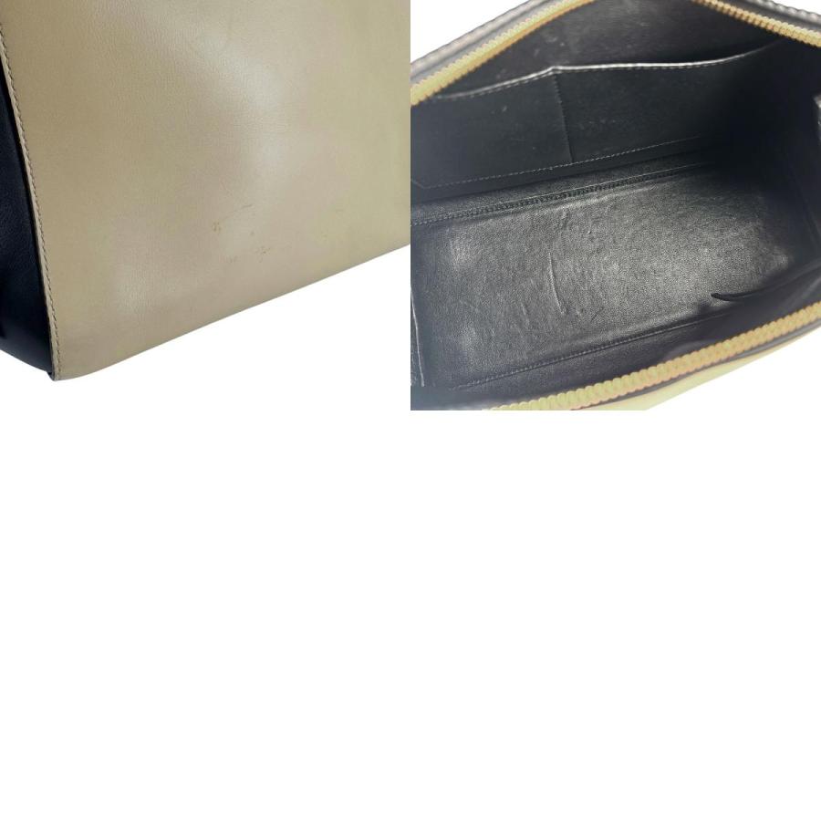 CELINE セリーヌ ハンドバッグ エッジ レザー ブラック×ベージュ