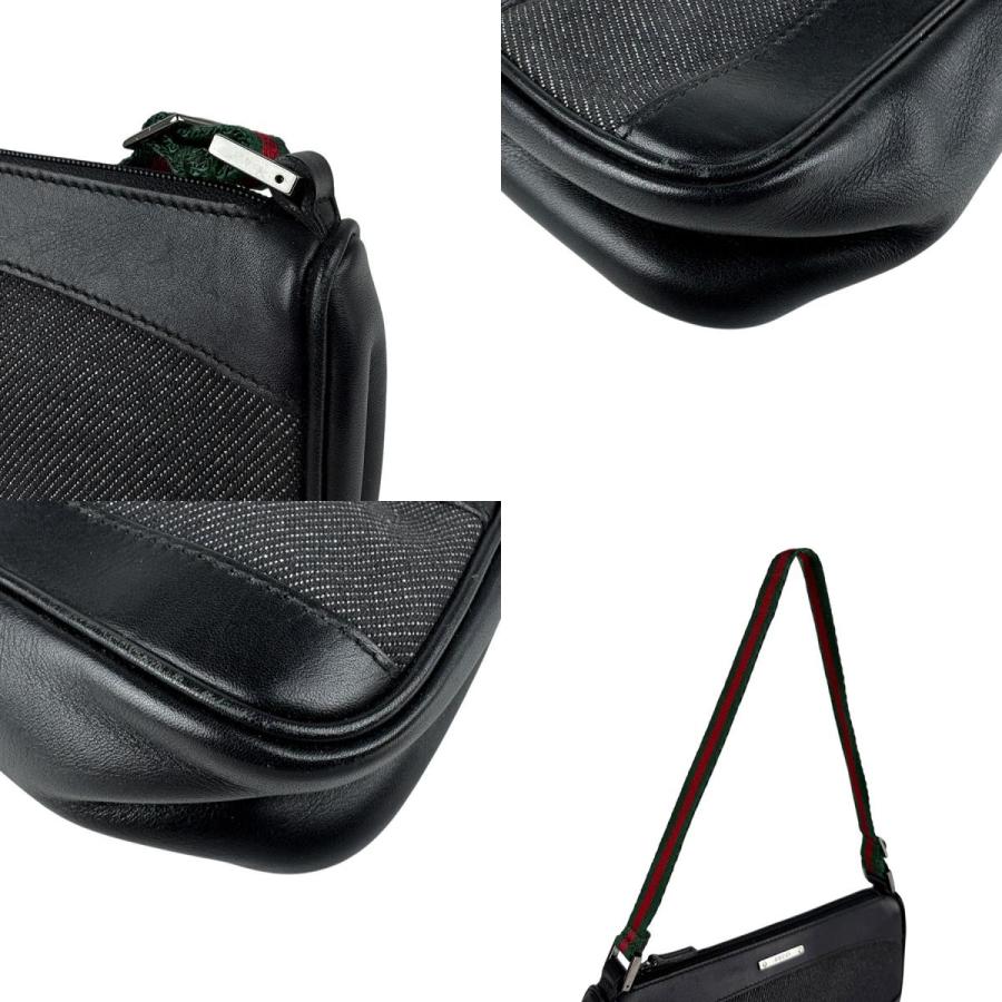 GUCCI（グッチ） ハンドバッグ レザー/キャンバス ブラック/グリーン