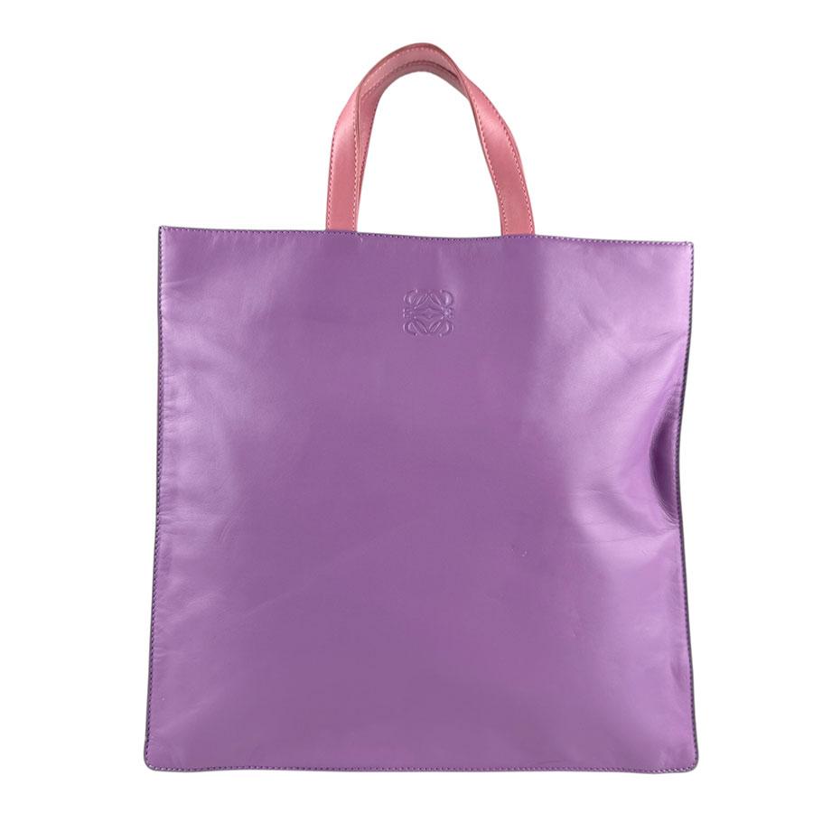 LOEWE パープルレザー ハンドバッグ LOEWE ロエベ ハンドバッグ トートバッグ アナグラム レザー