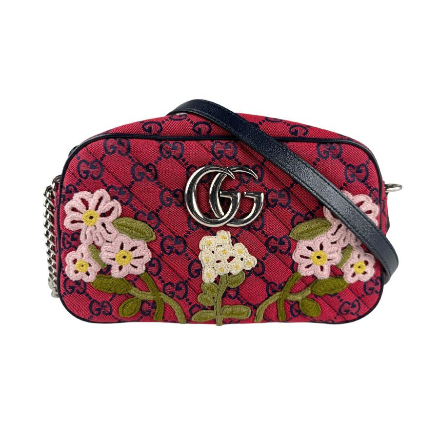 GUCCI（グッチ） ショルダーバッグ GGキャンバス レッド×ネイビー
