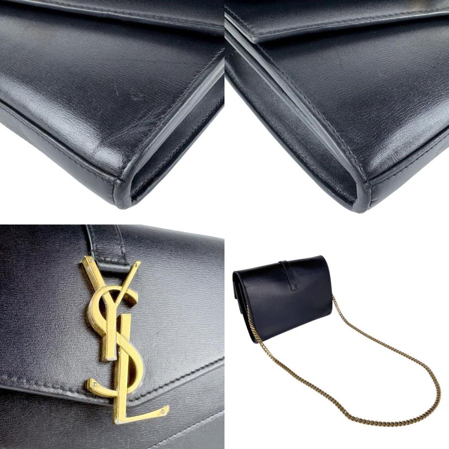 サンローラン SAINT LAURENT チェーンウォレット レザー ブラック