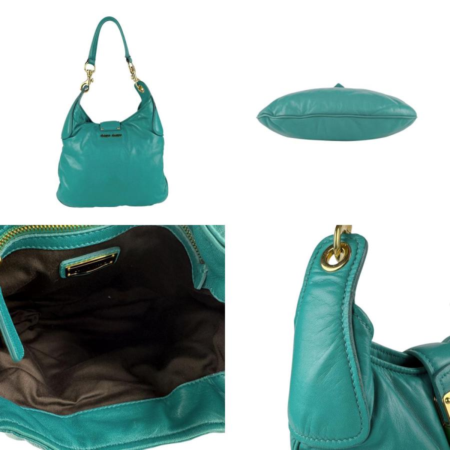 miu miu（ミュウミュウ） ショルダーバッグ レザー グリーンブルー