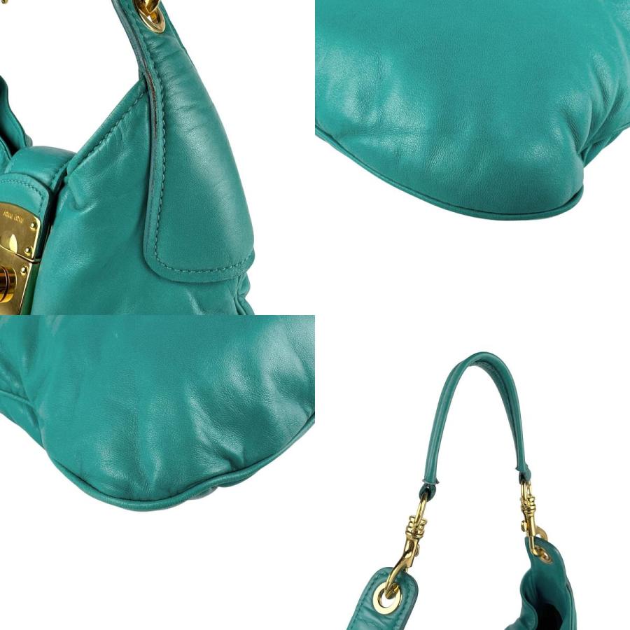 miu miu（ミュウミュウ） ショルダーバッグ レザー グリーンブルー