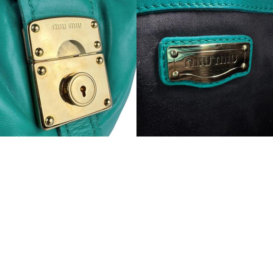 miu miu（ミュウミュウ） ショルダーバッグ レザー グリーンブルー