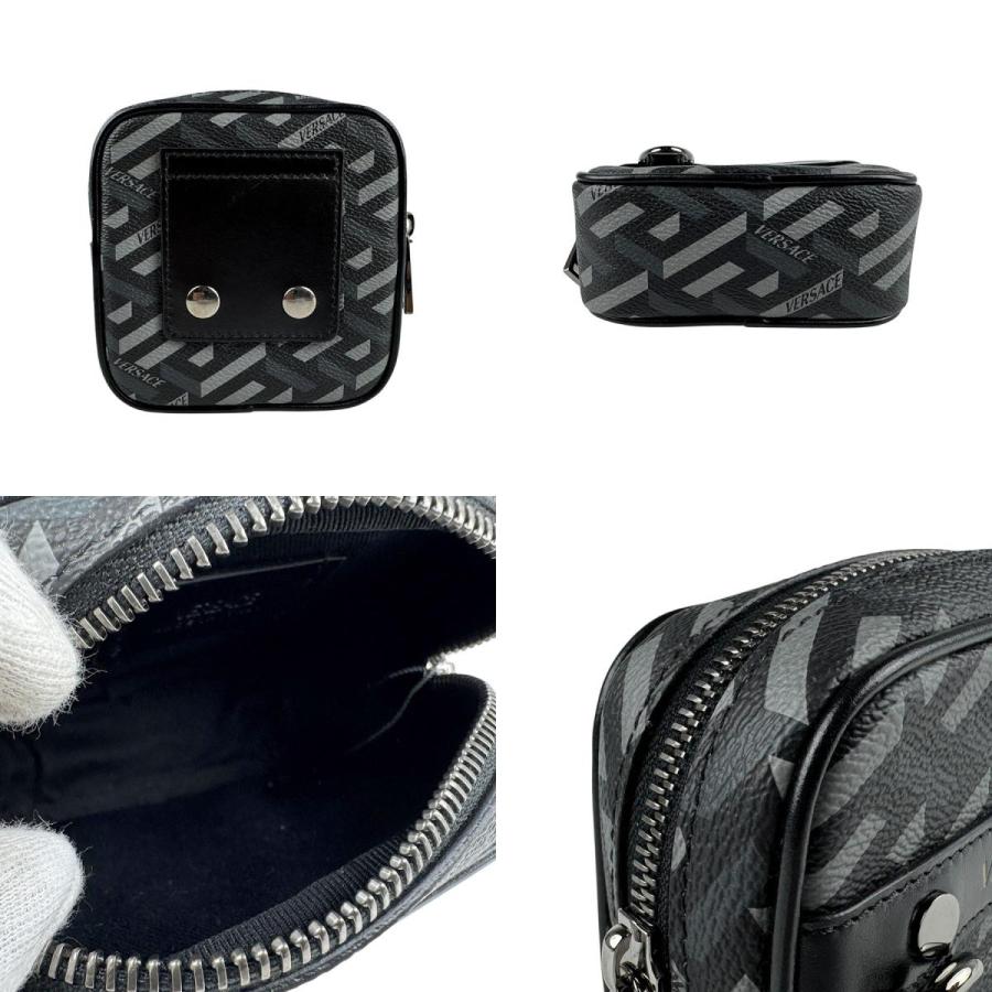 ヴェルサーチ VERSACE ポーチ ベルトポーチ レザー ブラック系  
