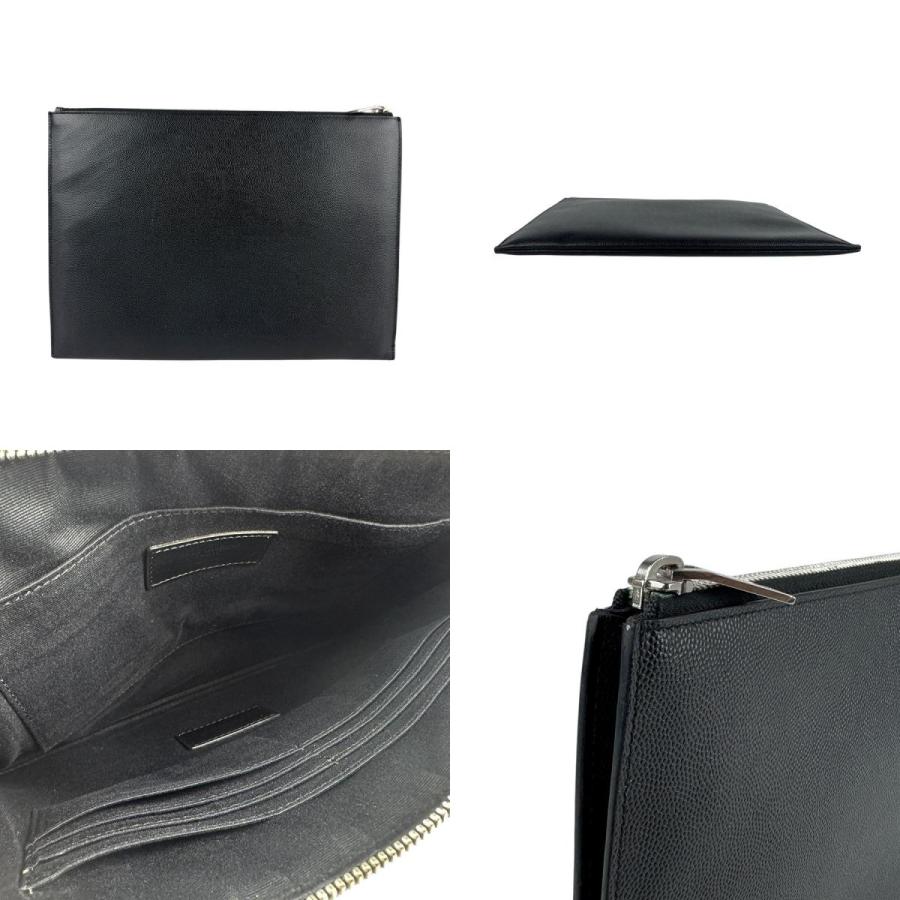 サンローラン SAINT LAURENT クラッチバッグ レザー ブラック