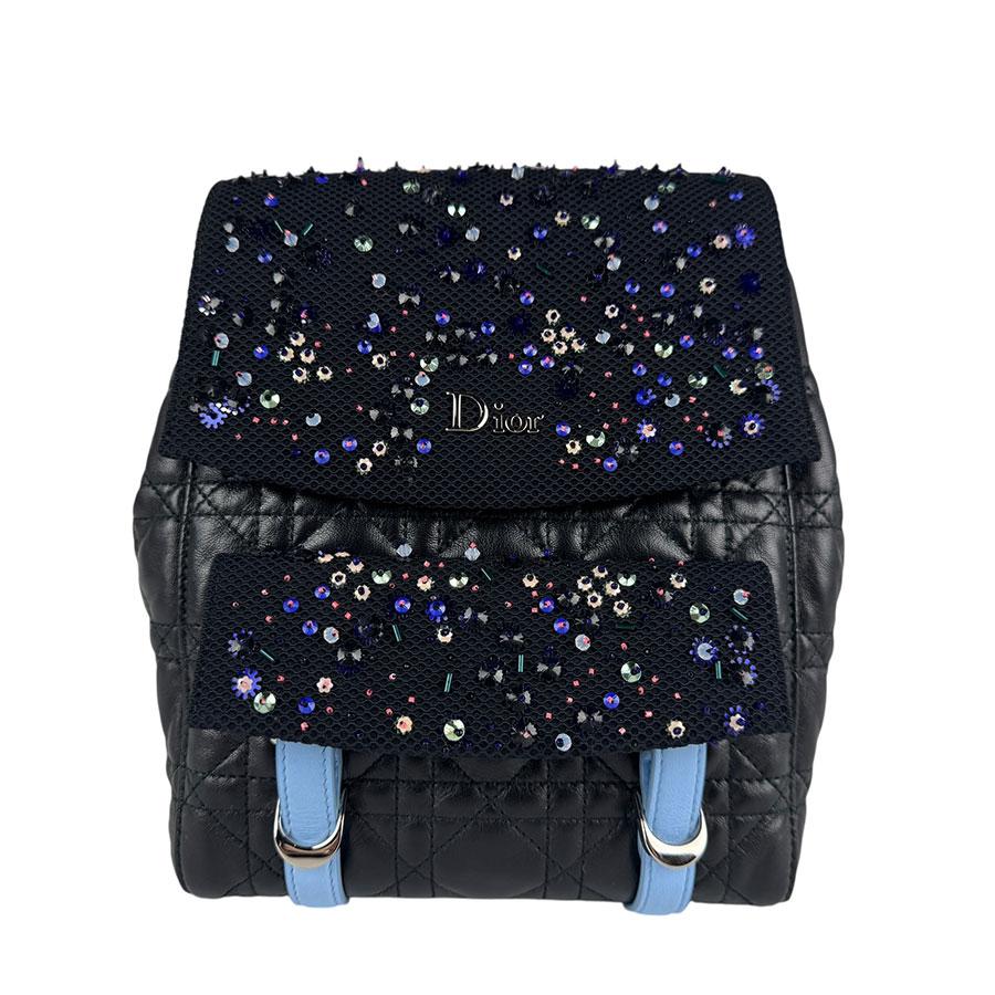 【新品同様】クリスチャンディオール　カナージュ　ロゴ　リュック　ブラック　レザー クリスチャンディオール Christian Dior リュック カナージュ レザー