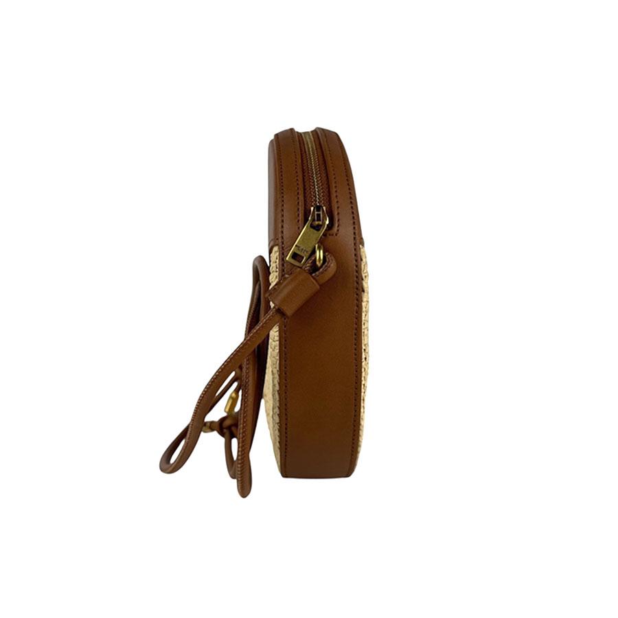 サンローラン カメラバッグ ラフィア レザー ブラウン ゴールド ショルダー サンローラン カメラバッグ ラフィア レザー ブラウン ゴールド