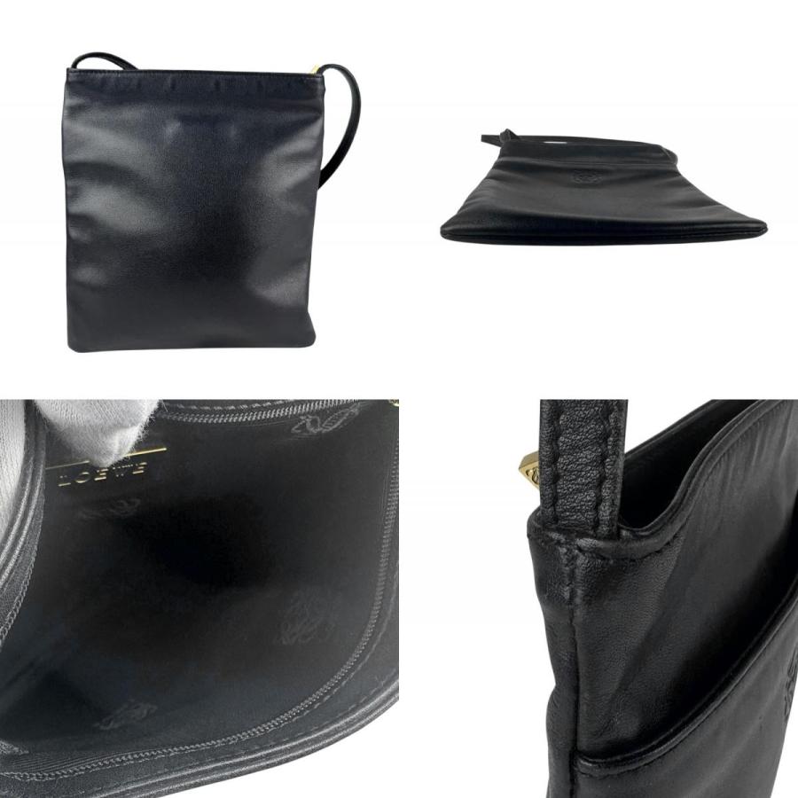 LOEWE ブラックレザーショルダーバッグ LOEWE ロエベ ショルダーバッグ レザー ブラック : ブランドバリュー