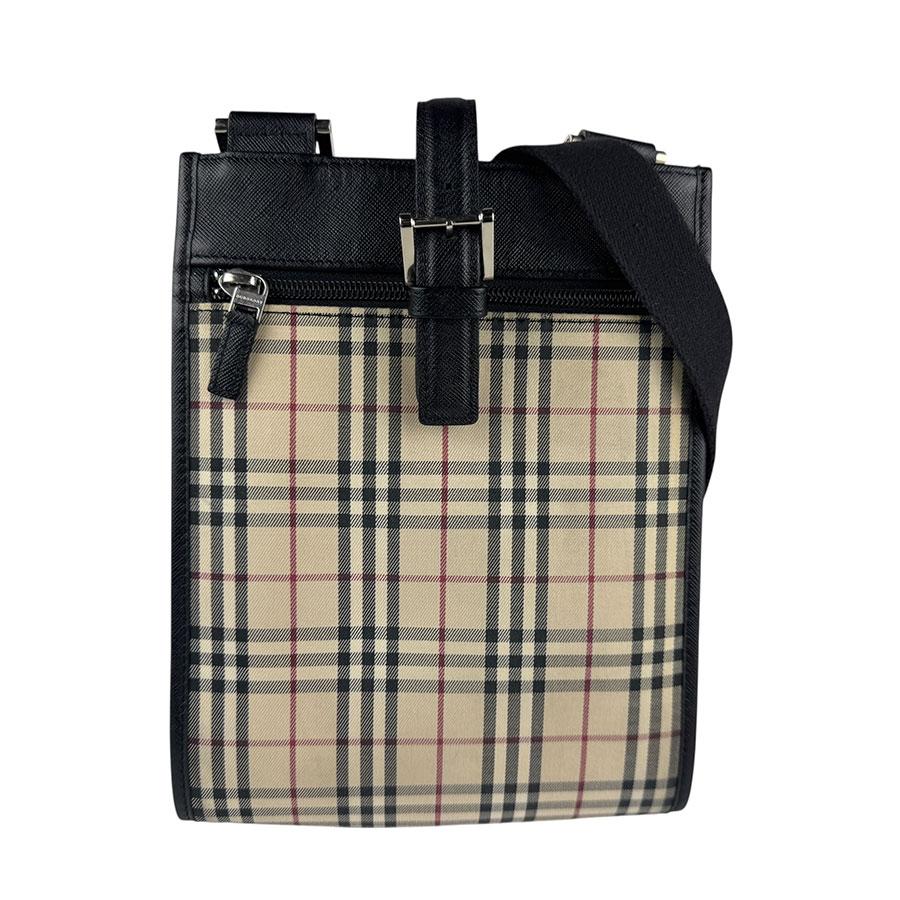 バーバリー BURBERRY ショルダーバッグ ナイロンキャンバス/レザー ベージュ×ブラック レディース 送料無料【中古】 z8742 BURBERRY（バーバリー） ショルダーバッグ ナイロンキャンバス/レザー