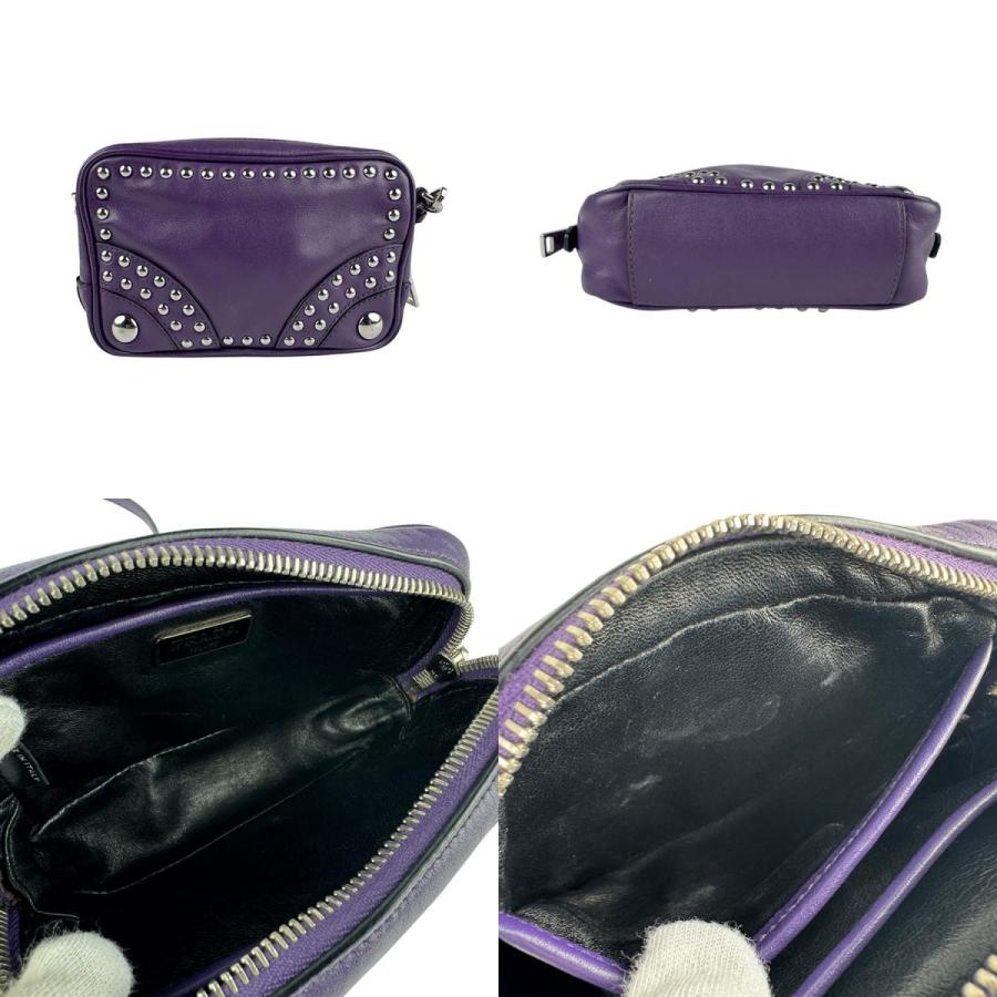 PRADA プラダ 斜め掛けショルダーバッグ レザー/メタル パープル  