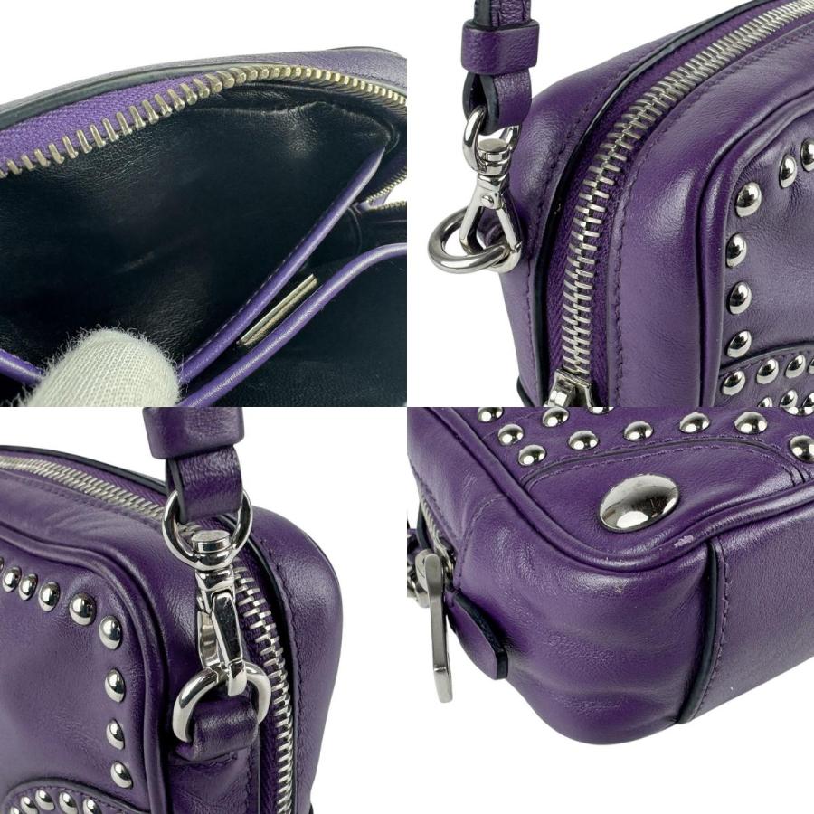 PRADA プラダ 斜め掛けショルダーバッグ レザー/メタル パープル