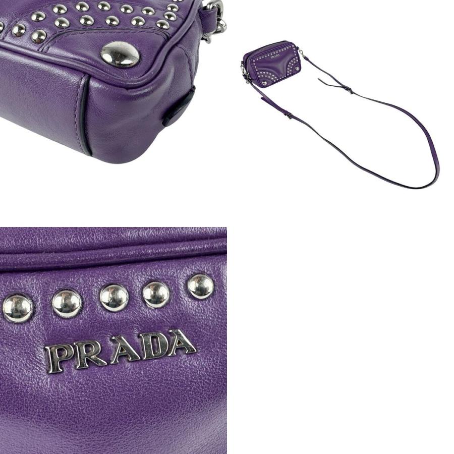 PRADA プラダ 斜め掛けショルダーバッグ レザー/メタル パープル  