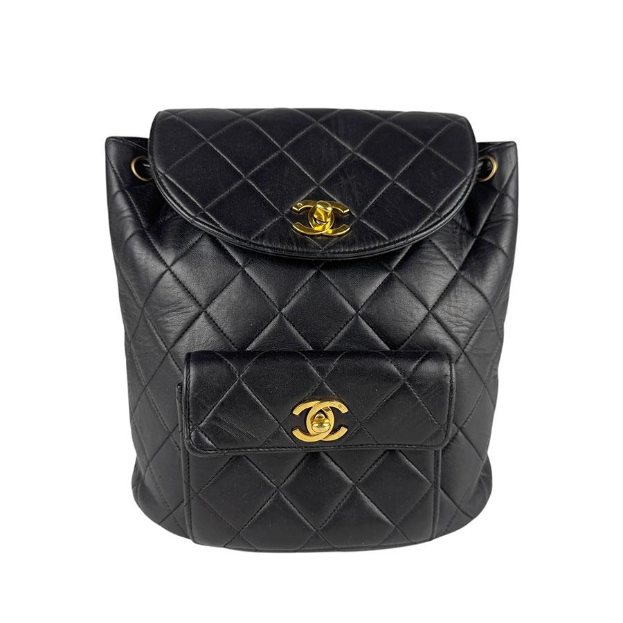 CHANEL シャネル マトラッセ リュック ブラック/ゴールド 14054 レディース【中古】 z6816 CHANEL（シャネル） リュック マトラッセ レザー/メタル ブラック