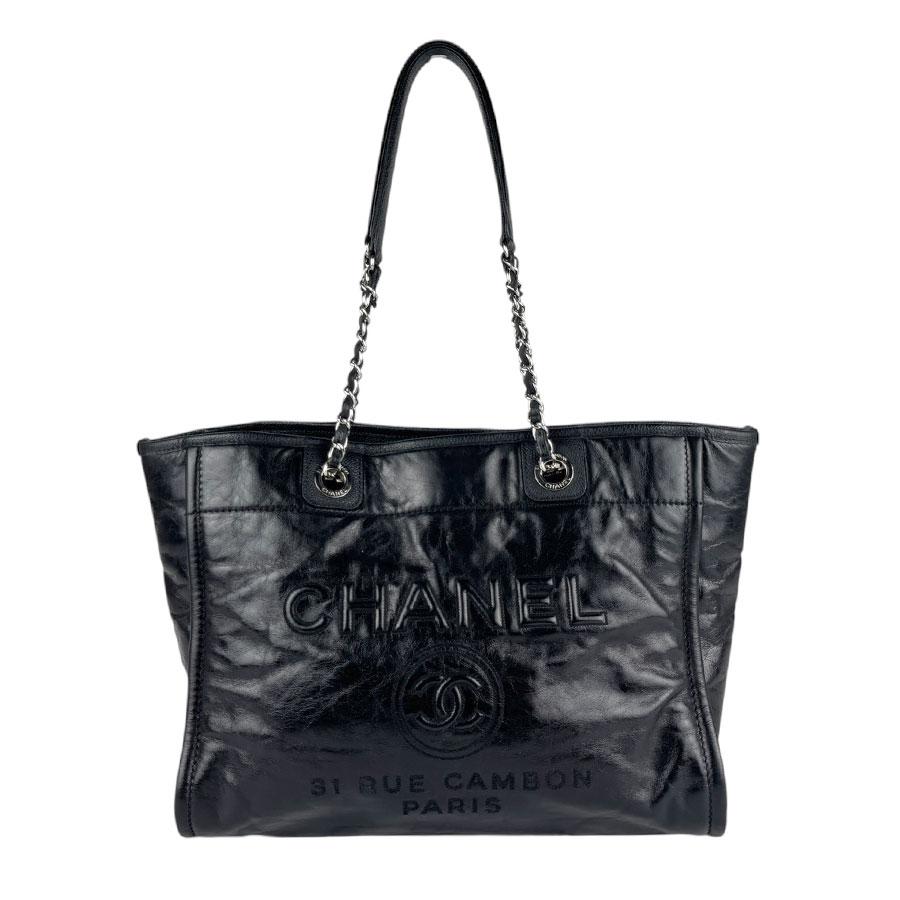 シャネル CHANEL ショルダーバッグ ドーヴィルMM レザー ブラック