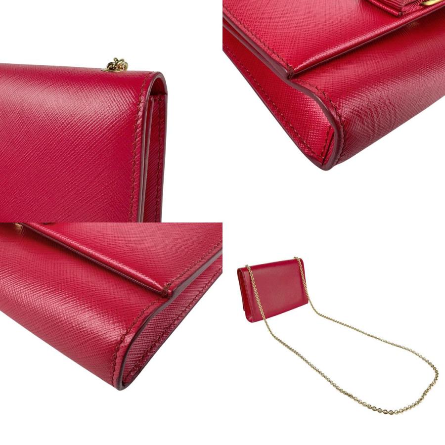 良品 Ferragamo ショルダーバッグ レザー レッド ヴァラリボン サルヴァトーレフェラガモ Salvatore Ferragamo 斜め掛けショルダー