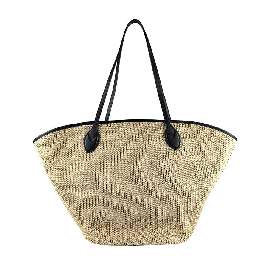 ルイ ヴィトン LOUIS VUITTON ショルダーバッグ トートバッグ サンジャック ラフィア/レザー ベージュ/ブラック_2