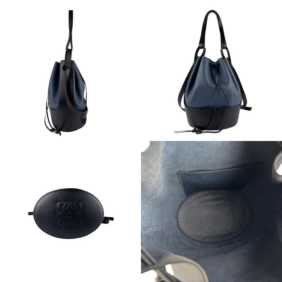 ロエベバルーンバッグアナグラム ショルダーバッグ　ブラック LOEWE（ロエベ） ショルダーバッグ バルーンバッグ レザー ネイビー