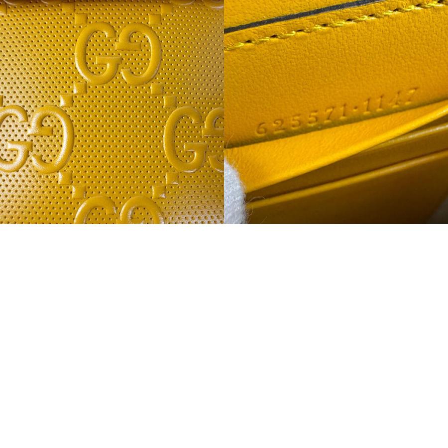 GUCCI グッチ ショルダーバッグ GGエンボス レザー イエロー