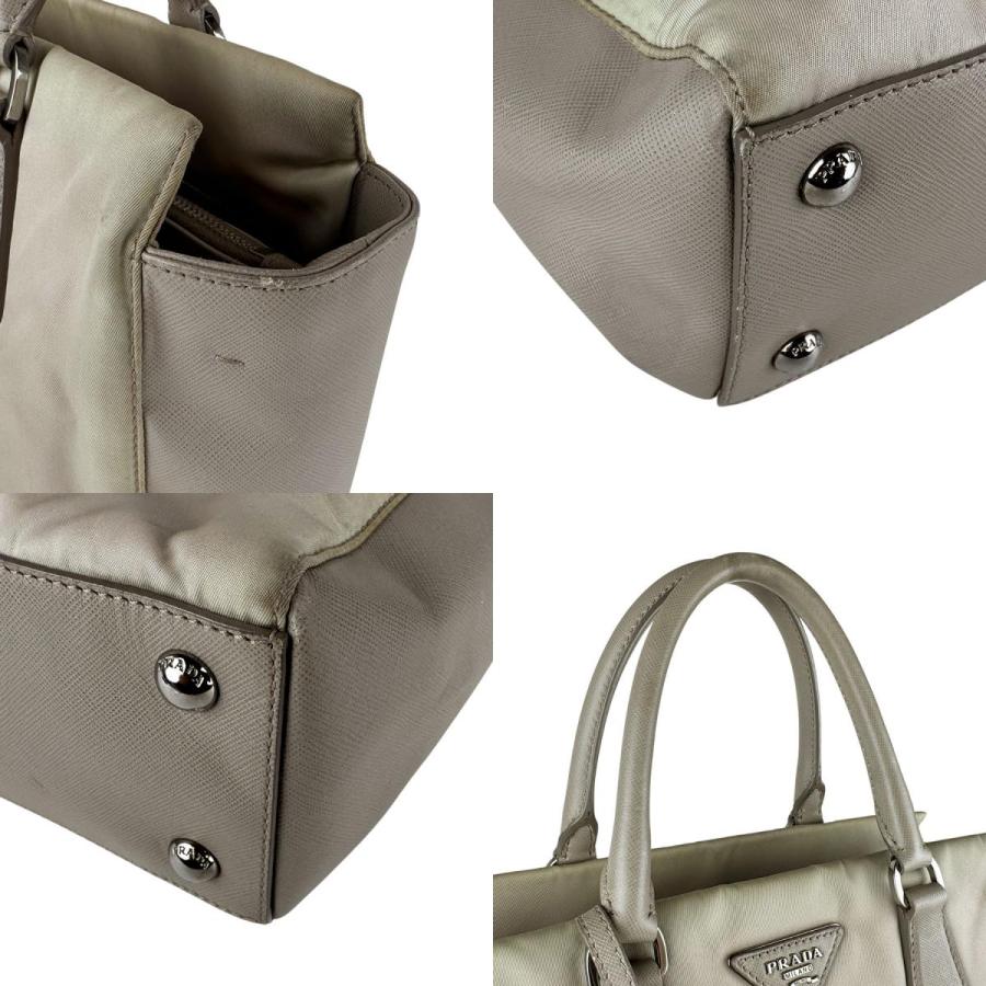 PRADA ライトグレー ショルダーハンドバッグ　2way ハンドバッグ レザー グレーベージュ 2WAY プラダ – RECLO