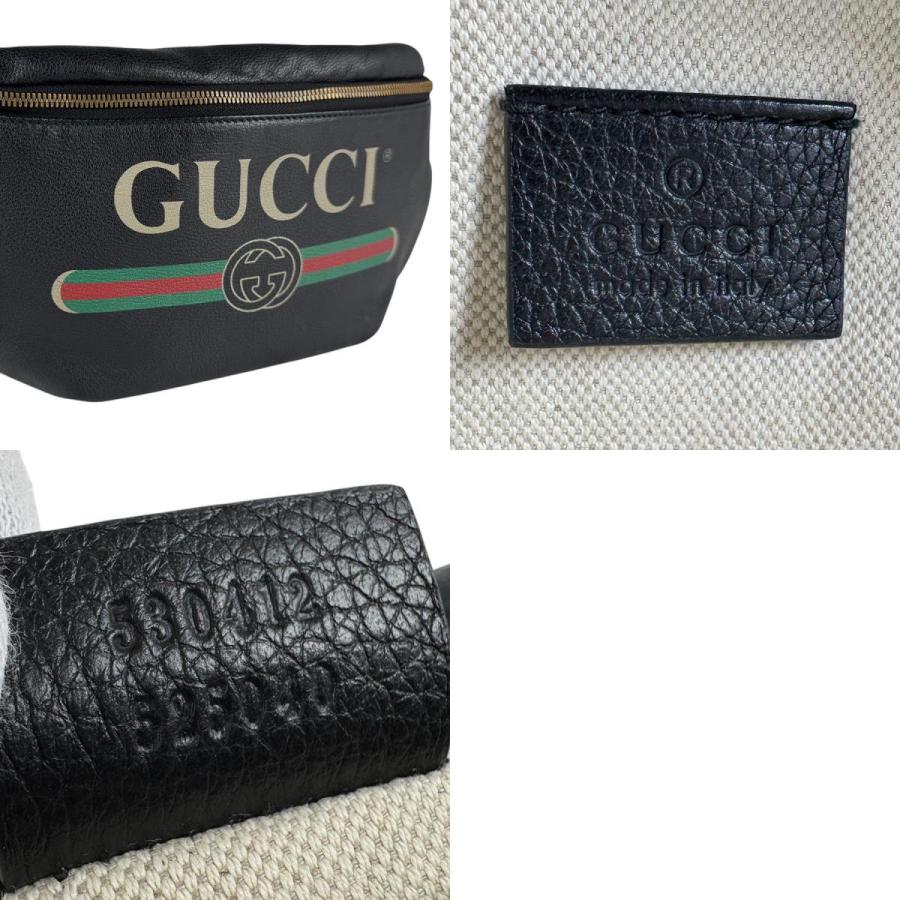GUCCI グッチ ウエストバッグ ボディバッグ レザー ブラック