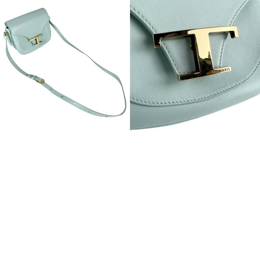 トッズ TOD'S ショルダーバッグ Tタイムレス レザー ライトブルー