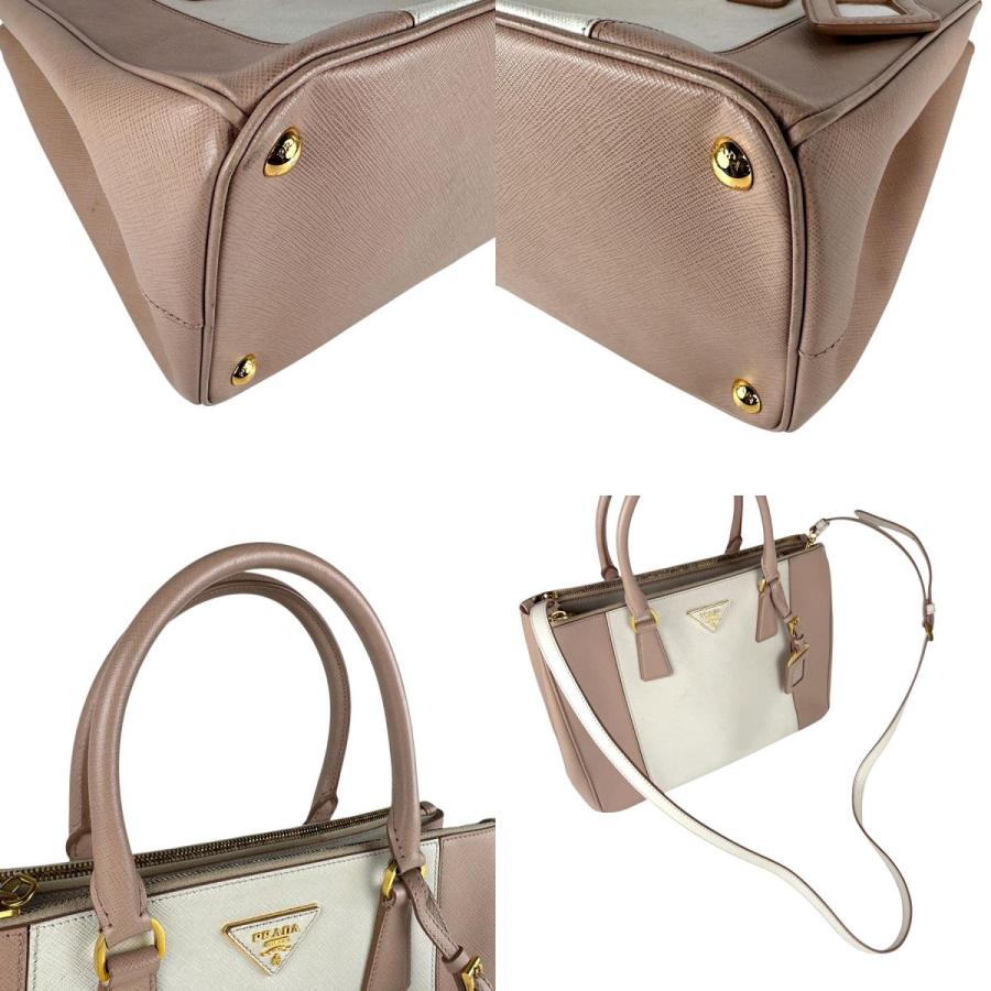 PRADA プラダ ハンドバッグ ショルダーバッグ ピンクベージュ×アイボリー 14061 レディース【中古】 z7374 PRADA（プラダ） ハンドバッグ ショルダーバッグ レザー ピンク