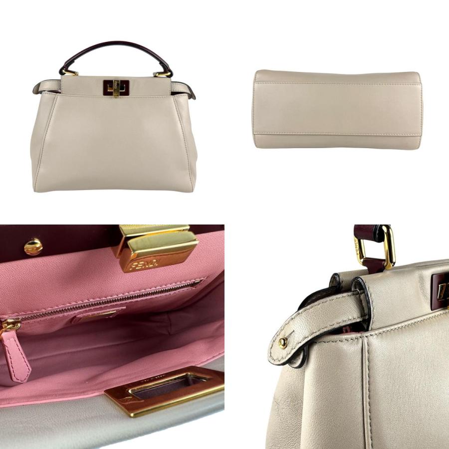 【ぷ】FENDI ピーカーブ アイコニック ミニ ブラウン系グレージュ FENDI（フェンディ） ハンドバッグ 斜め掛けショルダーバッグ
